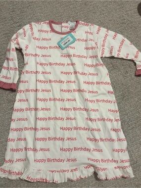 Kids "Happy Birthday Jesus" Pink-Print Nightgown